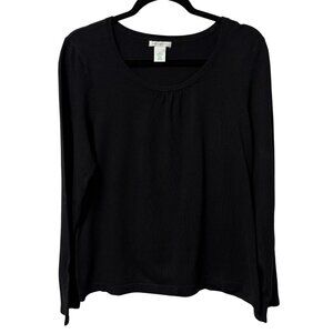 LAURA ASHLEY SHIRT KNIT LONG SLEEVE ROUND NECK SIZE M BASIC LAYERING FALL BLACK
